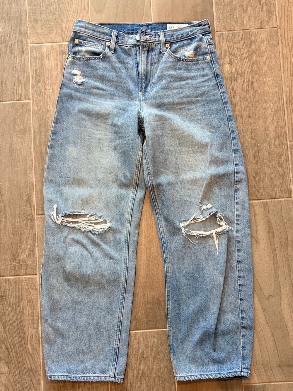 GAP Distressed Barrel Jeans